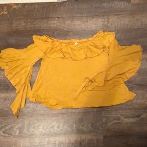 Mustard off the shoulder boho top